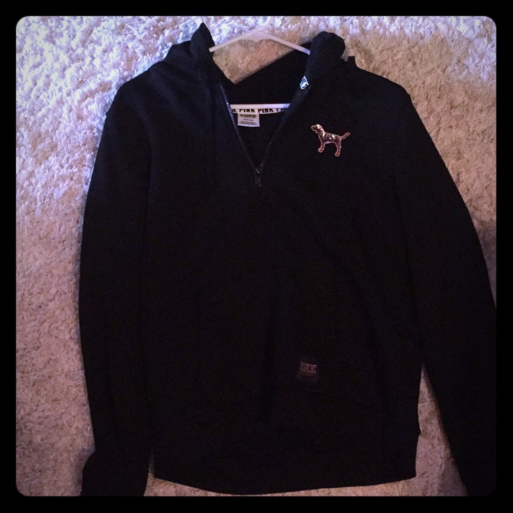 Bling pink quarter zip up hoodie